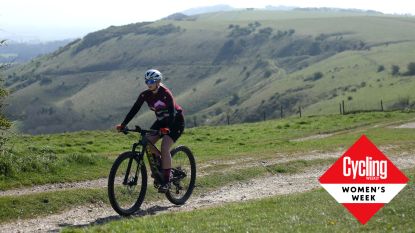 Image shows a woman cycling while pregnant